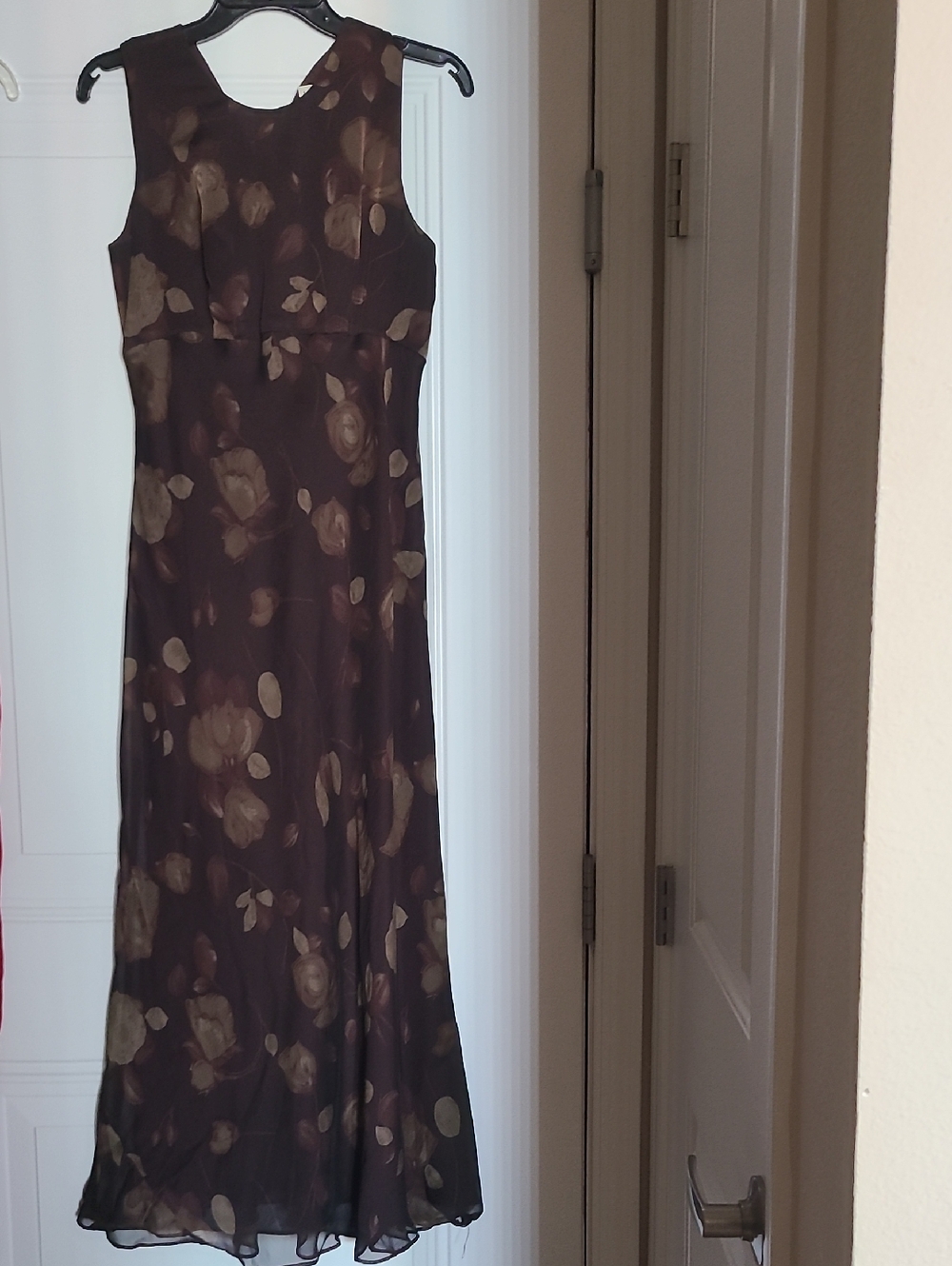 ANN TAYLOR Full Length Earth Tone Floral Lined Dress. Size 6